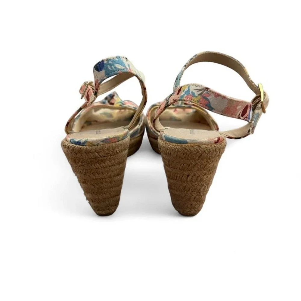 Montego Bay Club Floral Canvas Espadrille Wedge Sandals Multicolor Knotted Toe 8